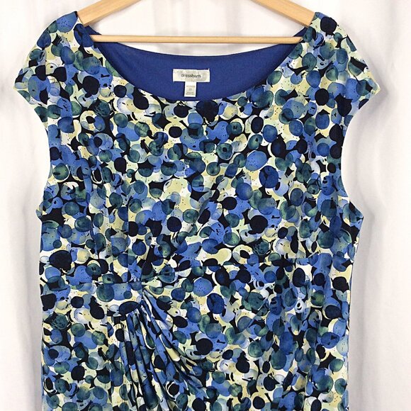 Dress Barn Sheath Dress Women's Plus Size 20 Blue Green Black Stretch Cap Sleeve - Picture 3 of 7